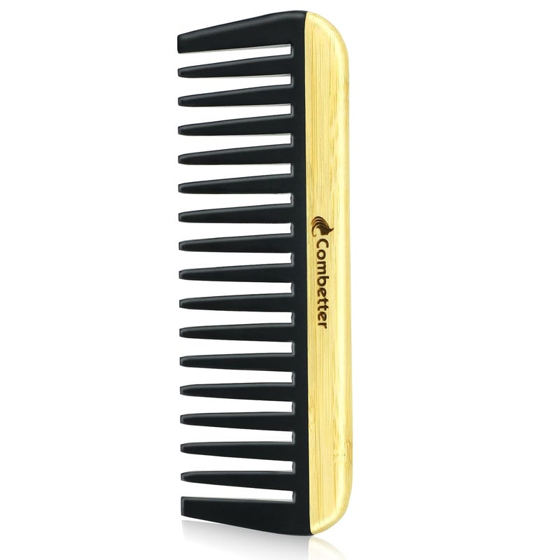 Wide Tooth Comb  Ecofriendly Bamboo  Bakelite AntiStatic AntiFrizz Hair Comb for Natural Thick Wavy  Curly Hair