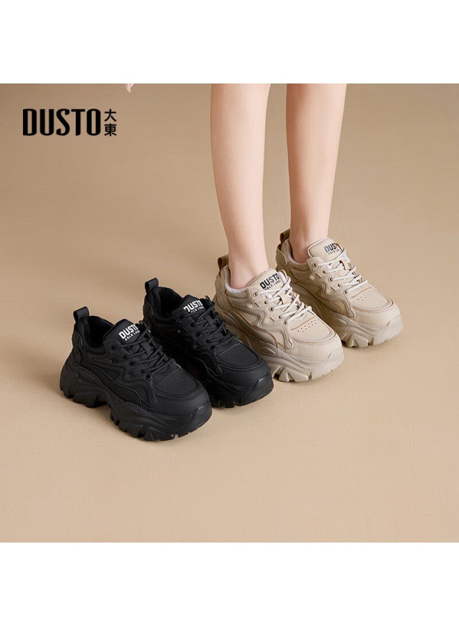 DUSTO Da Dong Women's Shoes Spring New Fashion Casual Simple Chunky Heel Lace-up High Heels Round Toe Q0361 - Image 3