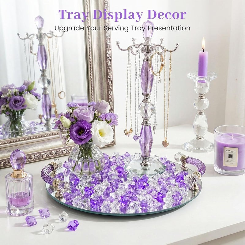 DomeStar Fake Crushed Ice Rocks, 150PCS Clear and Light Violet Acrylic Crushed Ices Purple Fake Diamonds Plastic Clear Gems Marble Vases Fillers Table Scatter Decoration - Image 5