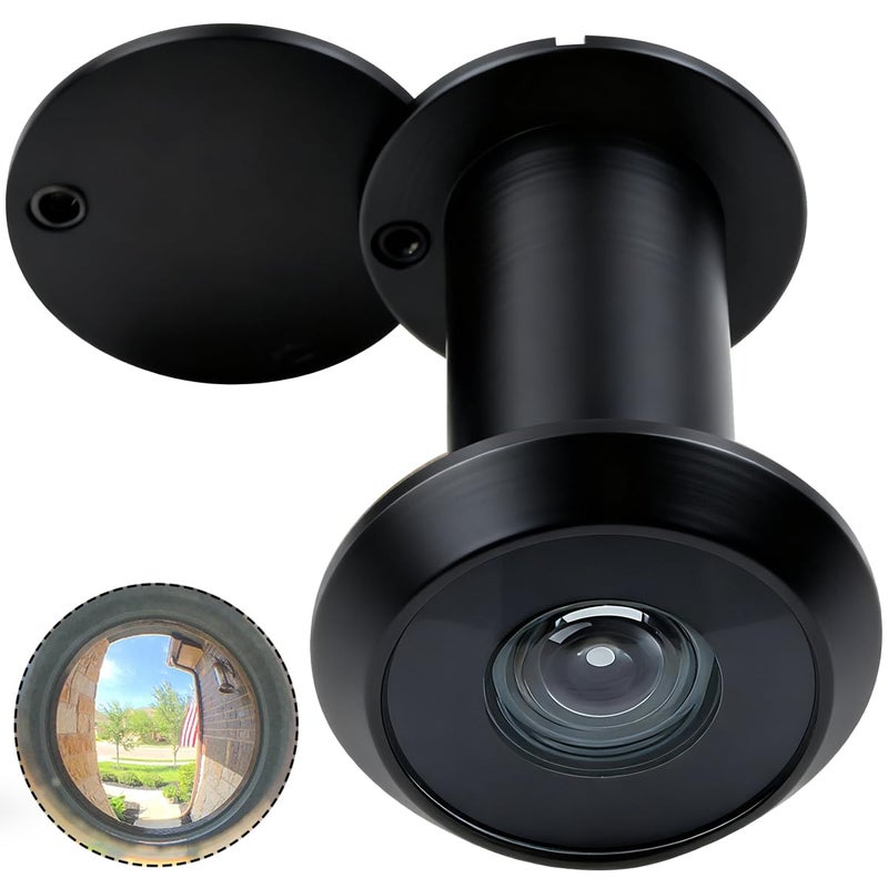 Earl Diamond - Peep Holes for Door, Solid Brass 200-Degree Door Viewer Peephole with Heavy Duty Rotating Privacy Cover for1-3/8" to 2-1/6" Doors Doors for Home Office Hotel, Black - Image 1