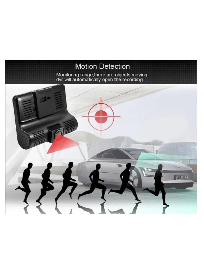 Ntech NTECH 3-Channel Dash Cam 4" Inches TFT/LCD/Car/DVR, Front Inside Rear Three Way Night Vision HD 1080P Car Camera, 140° Wide Angle With G-Sensor Motion Detection Parking Monitor - Color (Black)  - Image 4