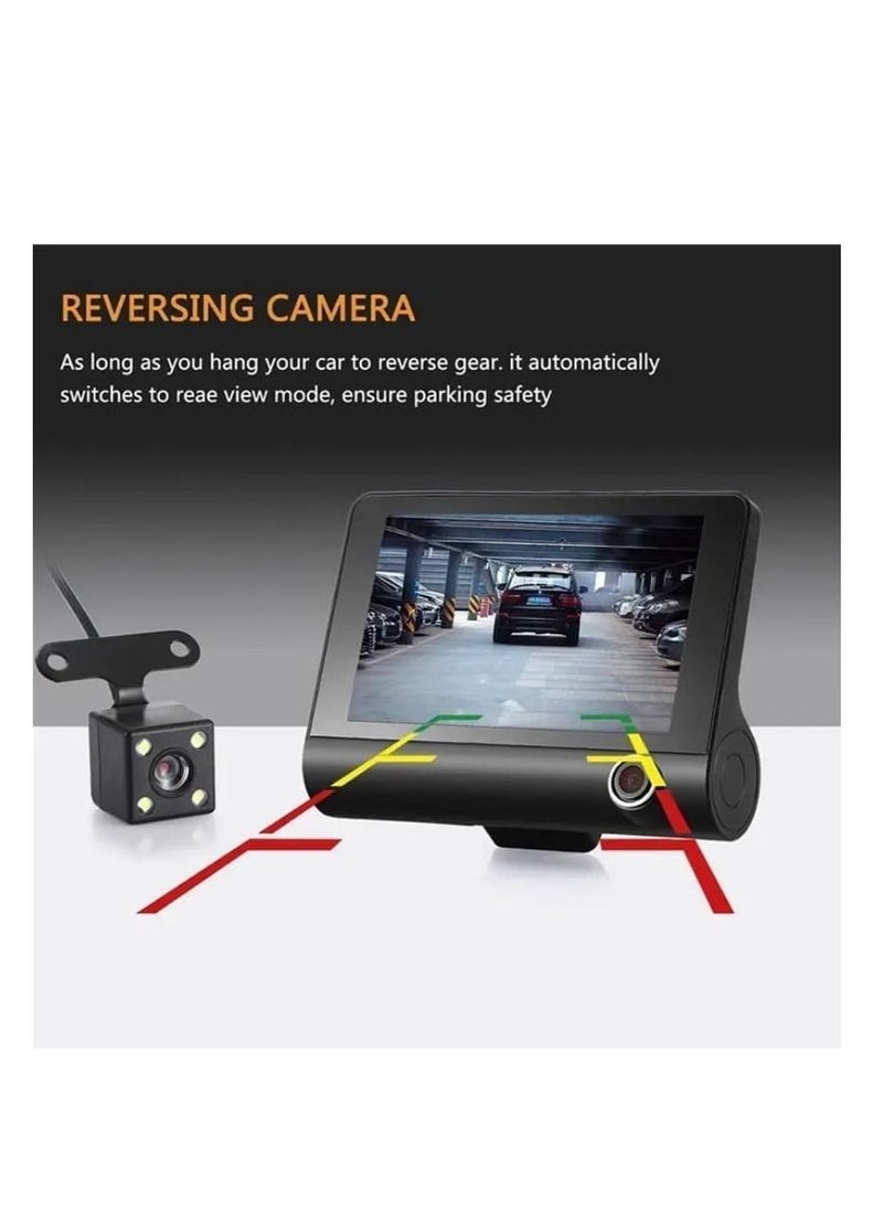 Ntech NTECH 3-Channel Dash Cam 4" Inches TFT/LCD/Car/DVR, Front Inside Rear Three Way Night Vision HD 1080P Car Camera, 140° Wide Angle With G-Sensor Motion Detection Parking Monitor - Color (Black)  - Image 5