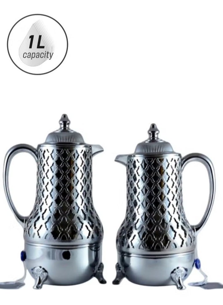 Homemaker Elegant 2-Piece Silver Tea & Coffee Flask Set – Durable, Stain-Resistant, Easy-Pour Design | Premium Craftsmanship | Made in Turkey  - Image 1