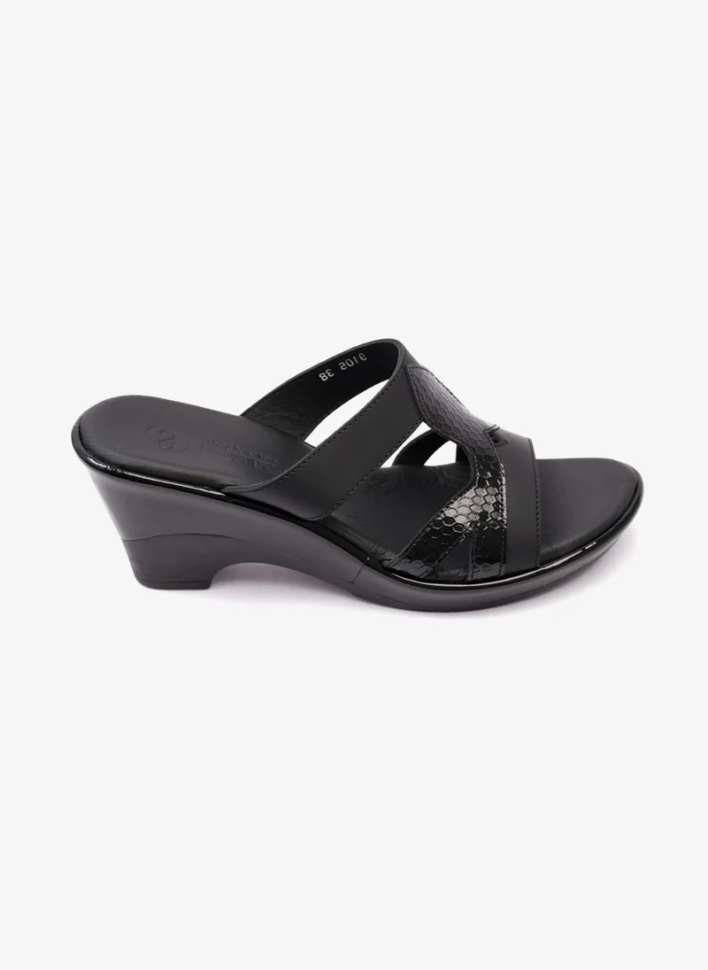 Comfort Plus HIGH HEELS COMFORT PLUS MATT LEATHER LADIES SANDAL BLACK