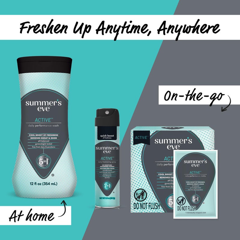 Summer's Eve Active Daily Performance Feminine Wash, pH-Balanced Body Wash for Women, Removes Vaginal Odor with Scents of Eucalyptus & Peppermint, 12 Fl Oz - Image 5