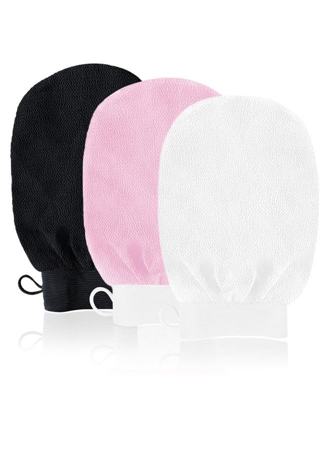 مجموعة من 3 قفازات تقشير، قفازات تقشير للجسم، قفازات تقشير مزدوجة الجوانب للتنظيف العميق، قفازات لإزالة الجلد الميت، مقشر عميق للجسم - Image 1