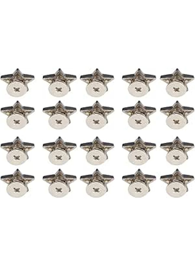 20 Pcs Star Shaped Rivet Stud Button Screws For DIY Clothes Shoes Decoration Flat Black - Image 1