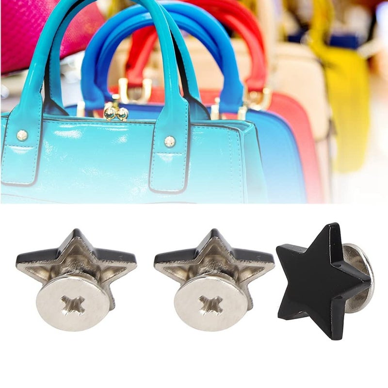 20 Pcs Star Shaped Rivet Stud Button Screws For DIY Clothes Shoes Decoration Flat Black - Image 4