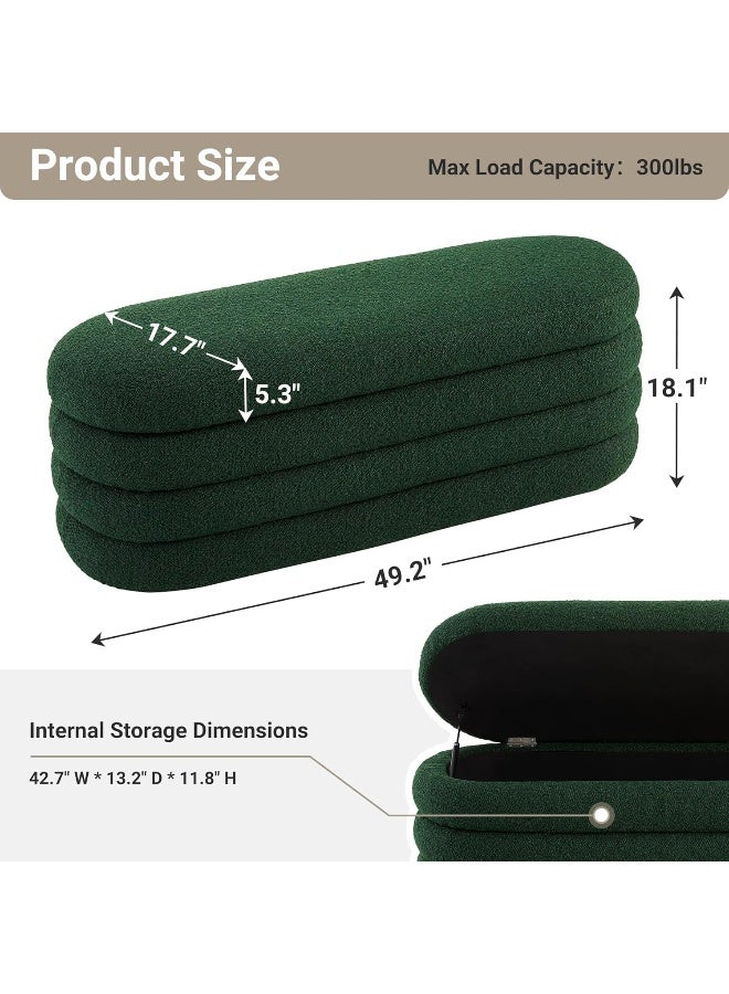 Zayn comforts Upholstered Fabric Storage Ottoman Bench Sophisticated Large Oval Storage Solution for Bedroom and Living Room, Perfect for End-of-Bed Use (Deep Green) - Image 2