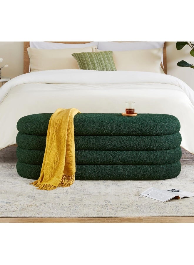 Zayn comforts Upholstered Fabric Storage Ottoman Bench Sophisticated Large Oval Storage Solution for Bedroom and Living Room, Perfect for End-of-Bed Use (Deep Green) - Image 1