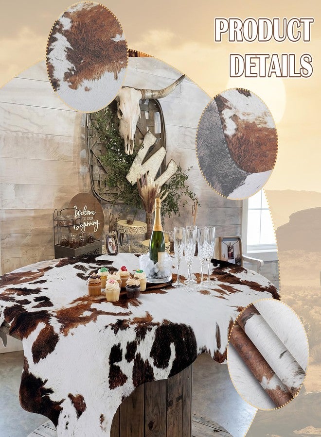 Moukeren 1 Pack 60 x 31.5 inches Cow Tablecloth Brown White Cowhide Print Western Farmhouse Style Table Cloth for Kitchen Dining Tablecloths Table Cover Decor for Party Patio - Image 4