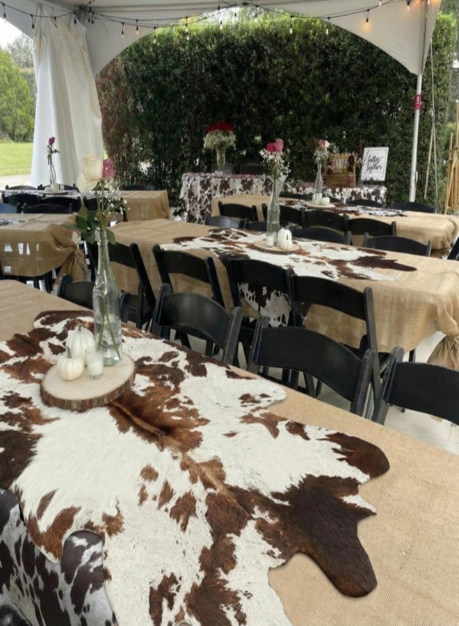 Moukeren 1 Pack 60 x 31.5 inches Cow Tablecloth Brown White Cowhide Print Western Farmhouse Style Table Cloth for Kitchen Dining Tablecloths Table Cover Decor for Party Patio - Image 2
