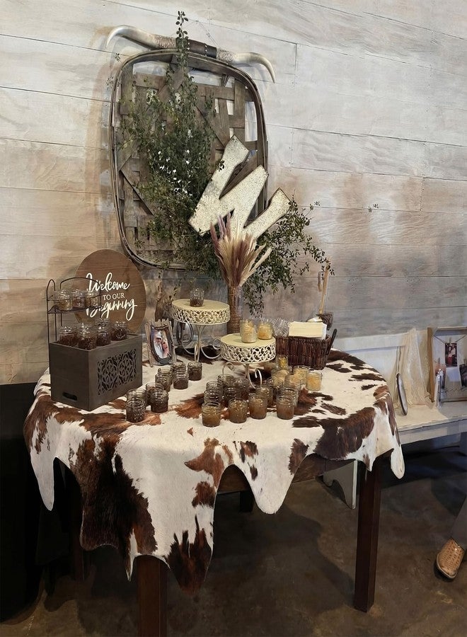 Moukeren 1 Pack 60 x 31.5 inches Cow Tablecloth Brown White Cowhide Print Western Farmhouse Style Table Cloth for Kitchen Dining Tablecloths Table Cover Decor for Party Patio - Image 5