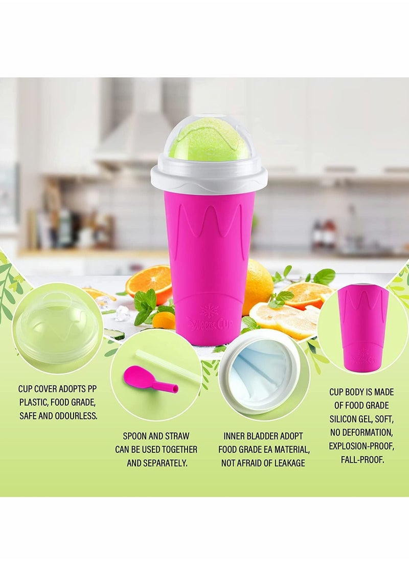 Excefore - Slushie Maker Cup, Magic Quick Frozen Smoothies Cup, Cooling Cup, Double Layer Squeeze Slushy Maker Cup, Homemade Milk Shake Ice Cream Maker DIY Smoothie Cup for Children and Family (Pink) - Image 1