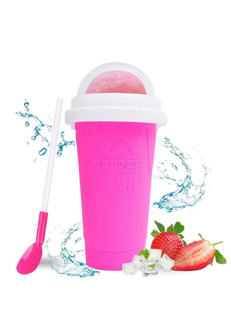 Excefore - Slushie Maker Cup, Magic Quick Frozen Smoothies Cup, Cooling Cup, Double Layer Squeeze Slushy Maker Cup, Homemade Milk Shake Ice Cream Maker DIY Smoothie Cup for Children and Family (Pink) - Image 1