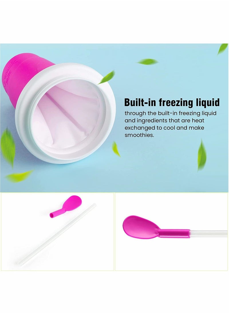 Excefore - Slushie Maker Cup, Magic Quick Frozen Smoothies Cup, Cooling Cup, Double Layer Squeeze Slushy Maker Cup, Homemade Milk Shake Ice Cream Maker DIY Smoothie Cup for Children and Family (Pink) - Image 1