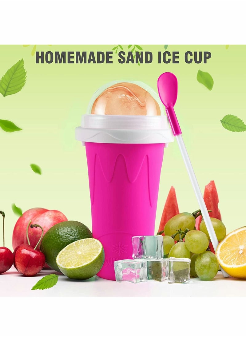 Excefore - Slushie Maker Cup, Magic Quick Frozen Smoothies Cup, Cooling Cup, Double Layer Squeeze Slushy Maker Cup, Homemade Milk Shake Ice Cream Maker DIY Smoothie Cup for Children and Family (Pink) - Image 1