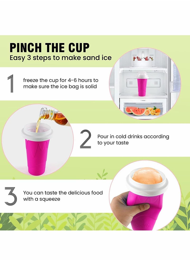 Excefore - Slushie Maker Cup, Magic Quick Frozen Smoothies Cup, Cooling Cup, Double Layer Squeeze Slushy Maker Cup, Homemade Milk Shake Ice Cream Maker DIY Smoothie Cup for Children and Family (Pink) - Image 1