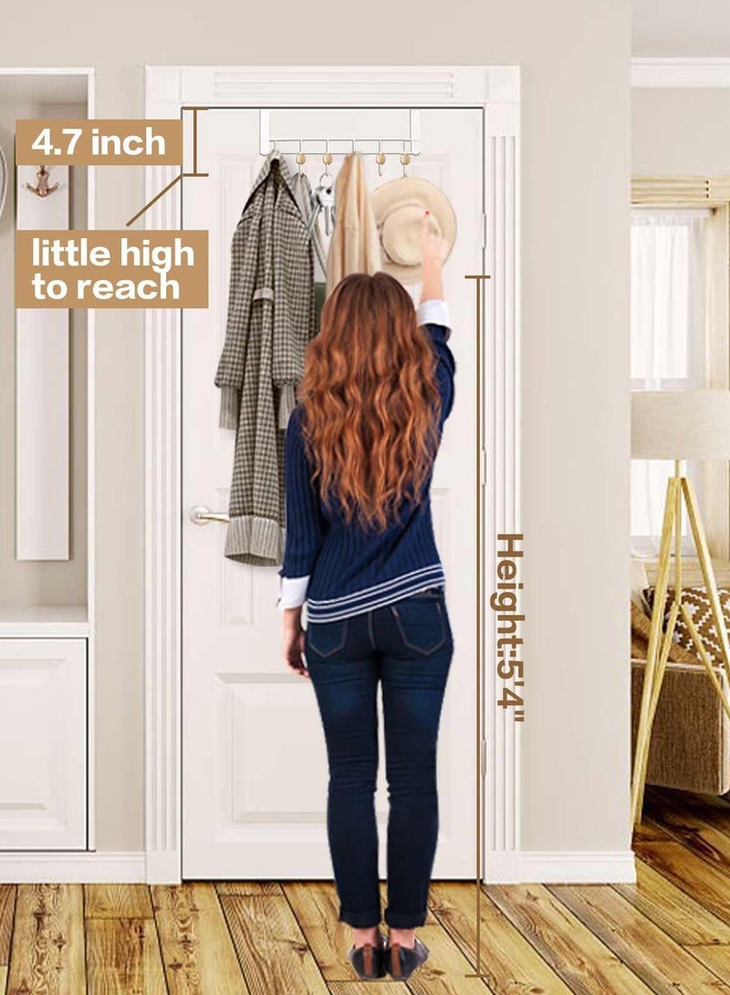 Over The Door Hooks, 2 Packs Sturdy Metal Over Door Coat Rack Door Coat Hanger for Hanging Clothes Hats Robes Towels Purses, Behind Back of Bathroom Bedroom - White - Image 5