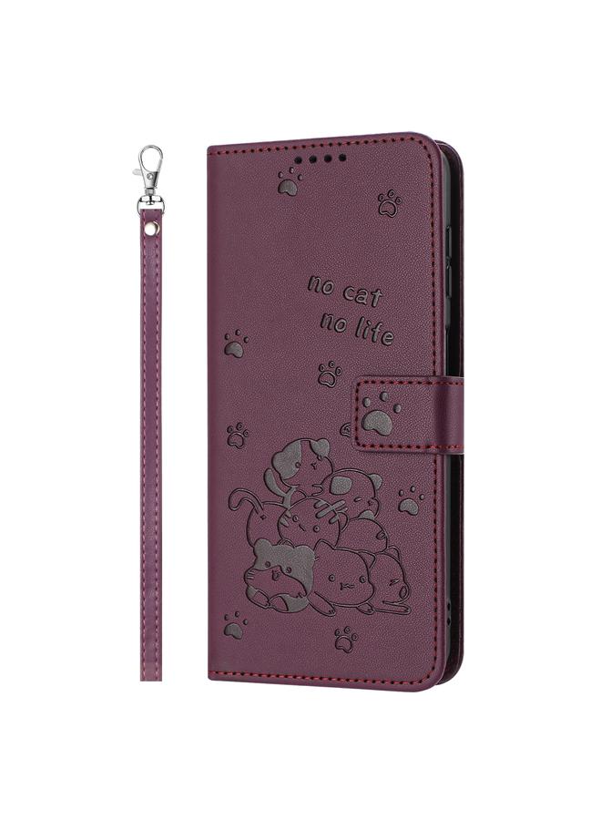 The Bros Phone Case For Honor 200 Pro 5G Embossed Kitten Phone Leather Phone Case with Lanyard - Image 2