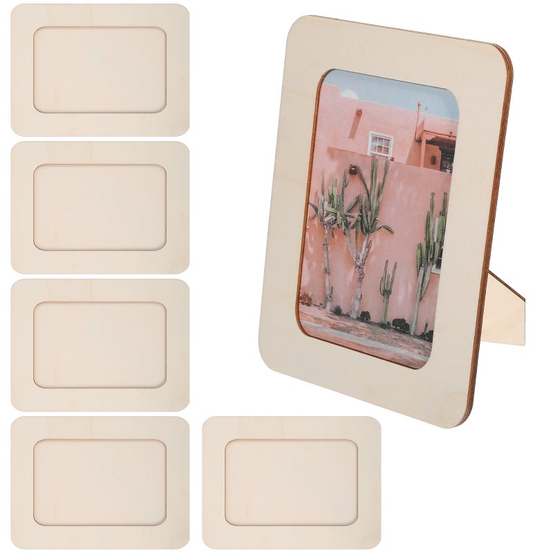 6 Pcs Photo Frames Picture Frames For Crafts Photo Diy Wood Picture Frames Unfinished Standing Photo Frames For Family Wedding Birthday - Image 1