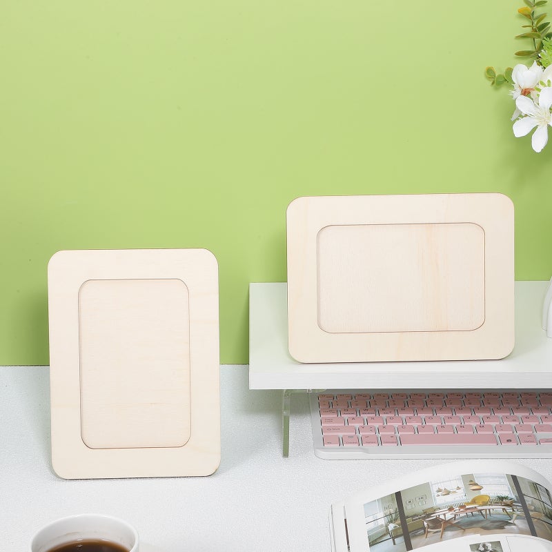 6 Pcs Photo Frames Picture Frames For Crafts Photo Diy Wood Picture Frames Unfinished Standing Photo Frames For Family Wedding Birthday - Image 3
