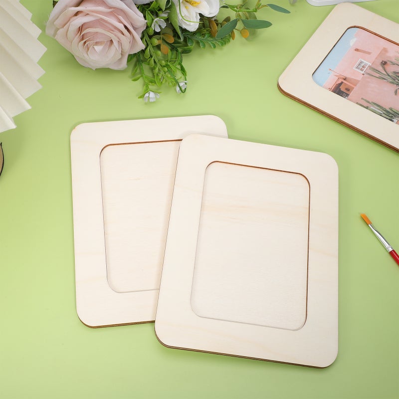 6 Pcs Photo Frames Picture Frames For Crafts Photo Diy Wood Picture Frames Unfinished Standing Photo Frames For Family Wedding Birthday - Image 4