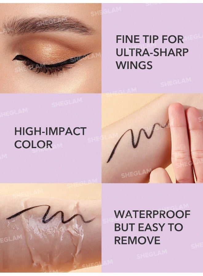 SHEGLAM Eternal Beauty Liquid Eyeliner- black - Image 3