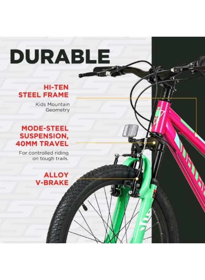 Spartan 20" Spitfire Kids Mountain Bike | Front Suspension, 6-Speed Shimano Gears, Steel Frame, Adjustable Saddle | MTB for Boys Ages 6 to 9 | Design with Knobby Tires & Sporty Styling | SP-3280 - Image 3