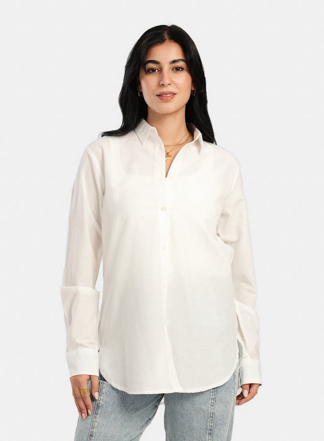 Carina Off White Poplin Shirt - Image 1