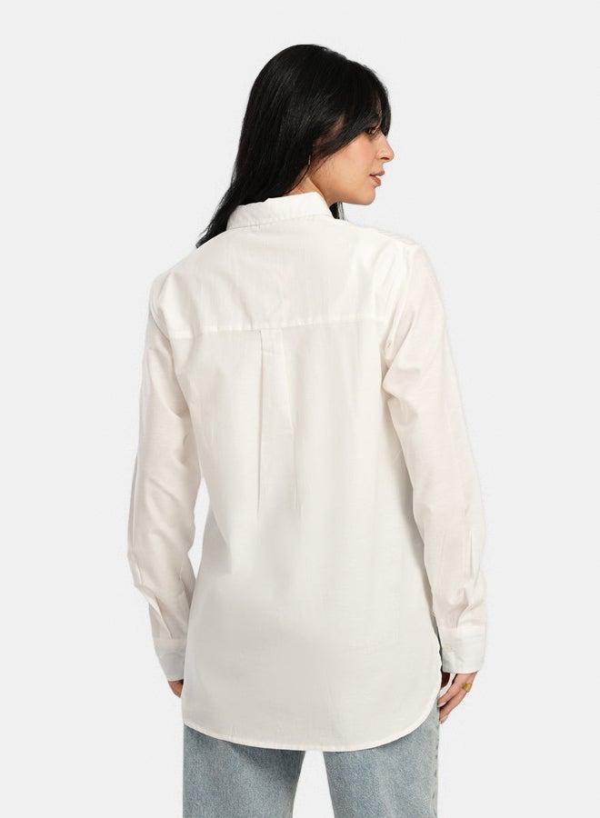 Carina Off White Poplin Shirt - Image 3