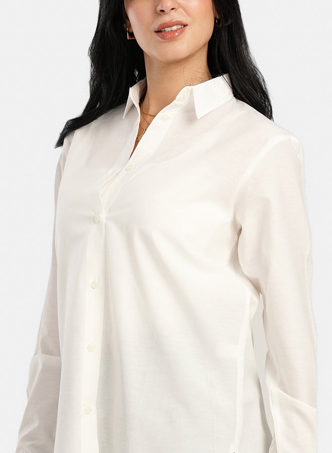 Carina Off White Poplin Shirt - Image 4