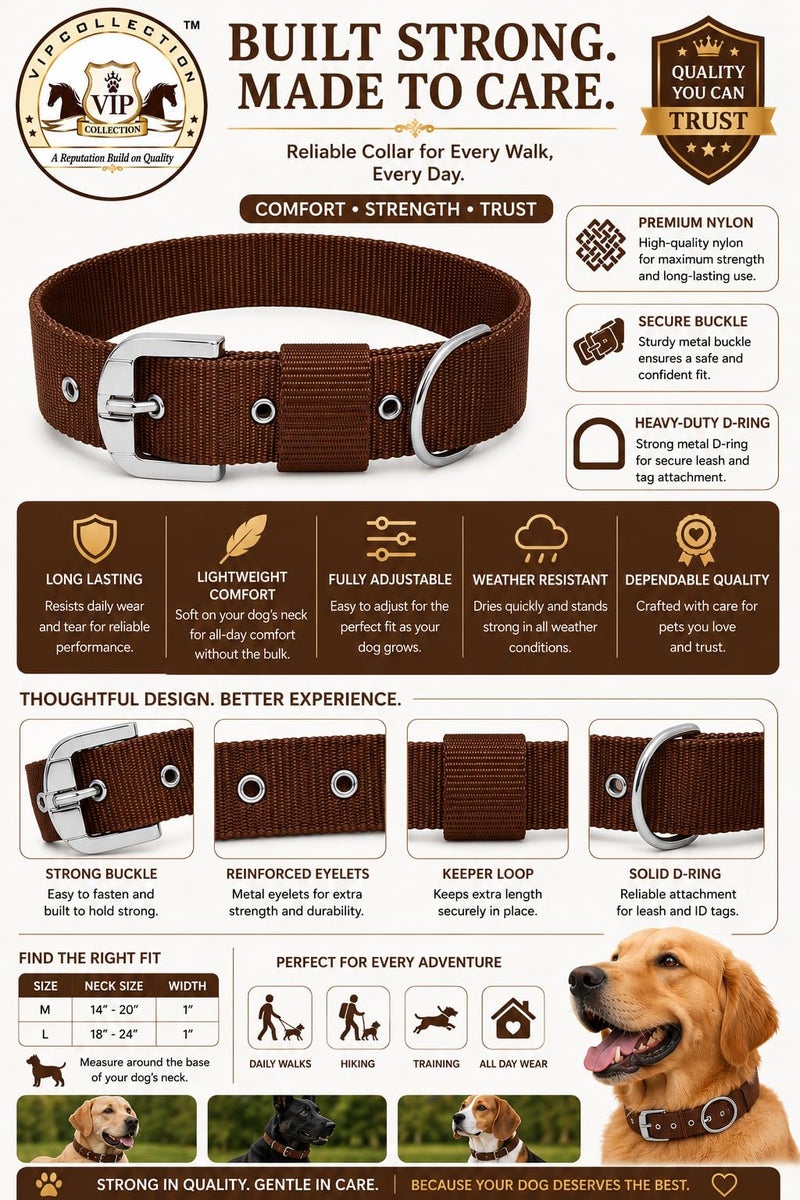 VIPCOLLECTION No Pull -Step in Soft Padded Buckle Dog Harness and Collar Leash - Escape Proof Adjustable Combo for Walking Training Hiking Outdoor (Brown, Large) - Image 2