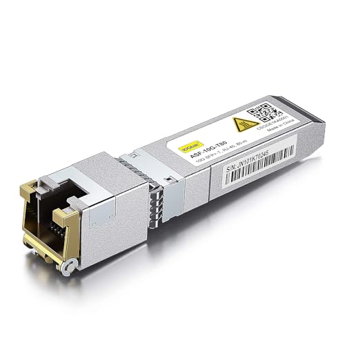 10Gtek 𝟴𝟬-𝗠𝗲𝘁𝗲𝗿 𝟭𝟬𝗚𝗕𝗮𝘀𝗲-𝗧 𝗦𝗙𝗣+ 𝘁𝗼 𝗥𝗝𝟰𝟱 𝗧𝗿𝗮𝗻𝘀𝗰𝗲𝗶𝘃𝗲𝗿, RJ45 to SFP+ Copper Ethernet CAT.6a Module, for Cisco SFP-10G-T-80, Ubiquiti UniFi, Netgear, D-Link and More - Image 1