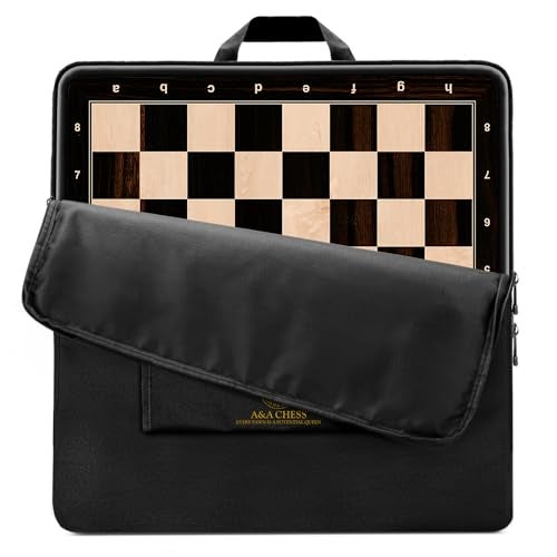 a&a AA 2125 Professional Wooden Tournament Chess BoardAfrican Palisander Maple Inlay 225 Squares wNotation - Image 1
