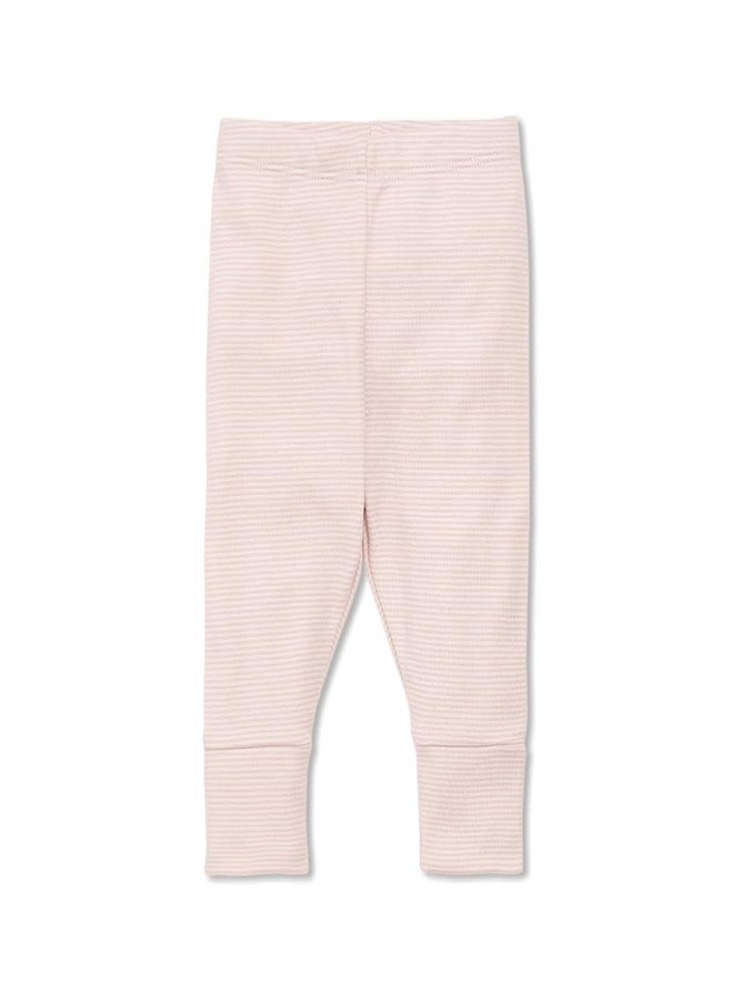 MORI Baby Luxurious Leggings in Blush Stripe with Elastic Waist - Breathable Everyday Organic Bottoms - 18-24 Months - Image 1