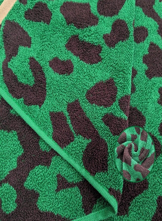 USTIDE Leopard Print Hand Towels Green and Brown Contrasting Face Towels Soft Luxury Fluffy Thick Cotton Towel Set for Bathroom Fashionable Spa Gym,2 Pack,14x30 - Image 5