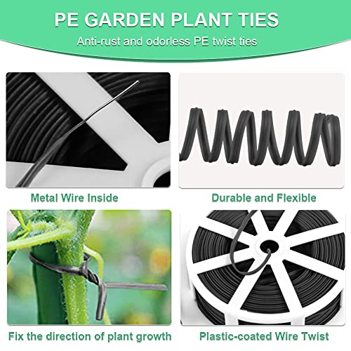 Shintop 328 Feet Garden Plant Twist Tie with Cutter for Gardening, Home, Office (Black) - Image 3