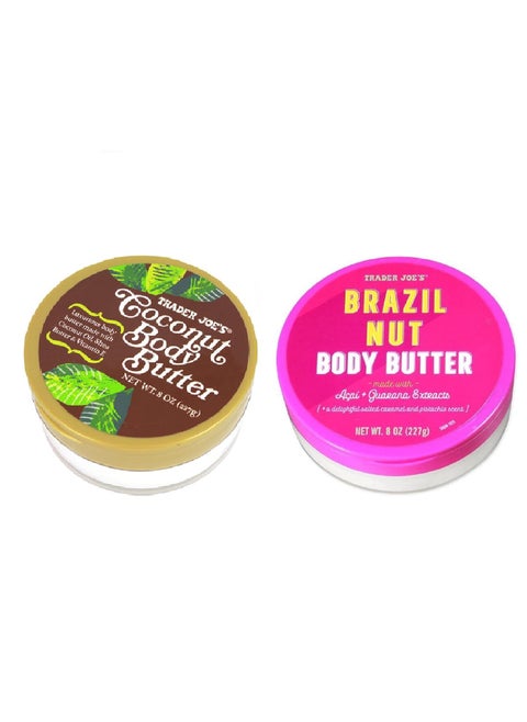 TJ Brazil Nut Body Butter and Trader Joe's Coconut Body Butter Bundle of Luxurious Body Butters (2 Pack) -8 oz each 8 Ounce (Pack of 2)