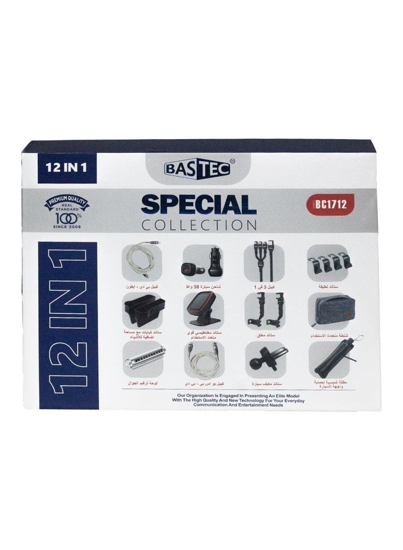 Bastec Mobile Accessories For Car Set Front Glass Cover Charger Cables Phone Holders and Stick on Phone Number - Image 1