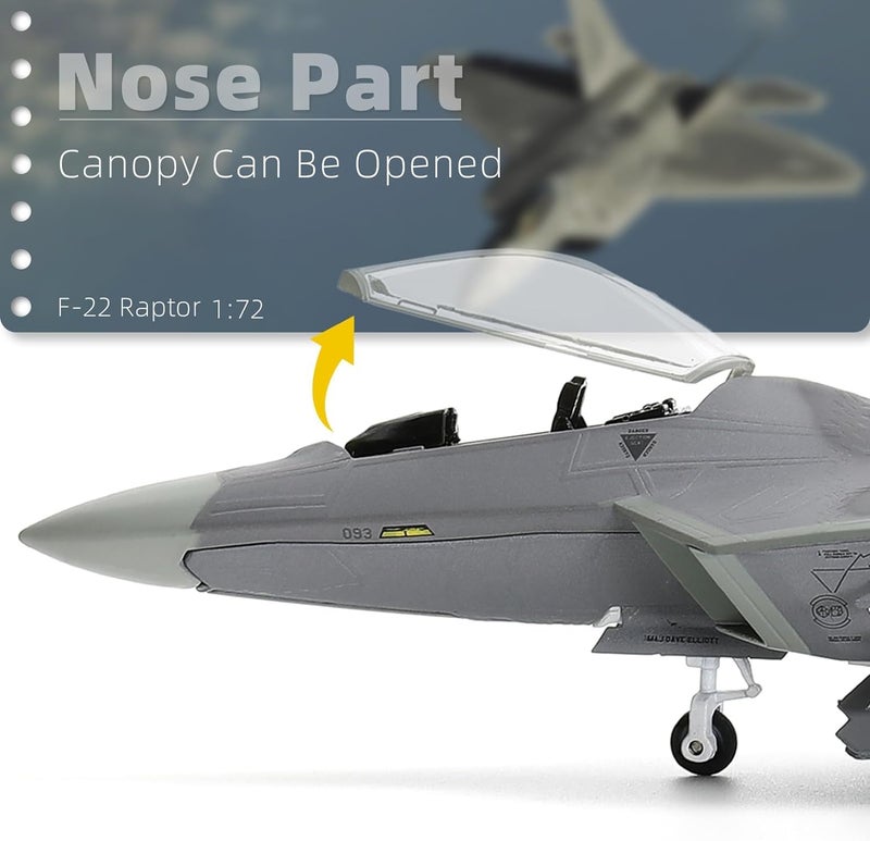 NUOTIE 1/72 F-22 Raptor Model Diecast Airplane Fighter Model for Collections and Gift (TY 325 FW) - Image 3