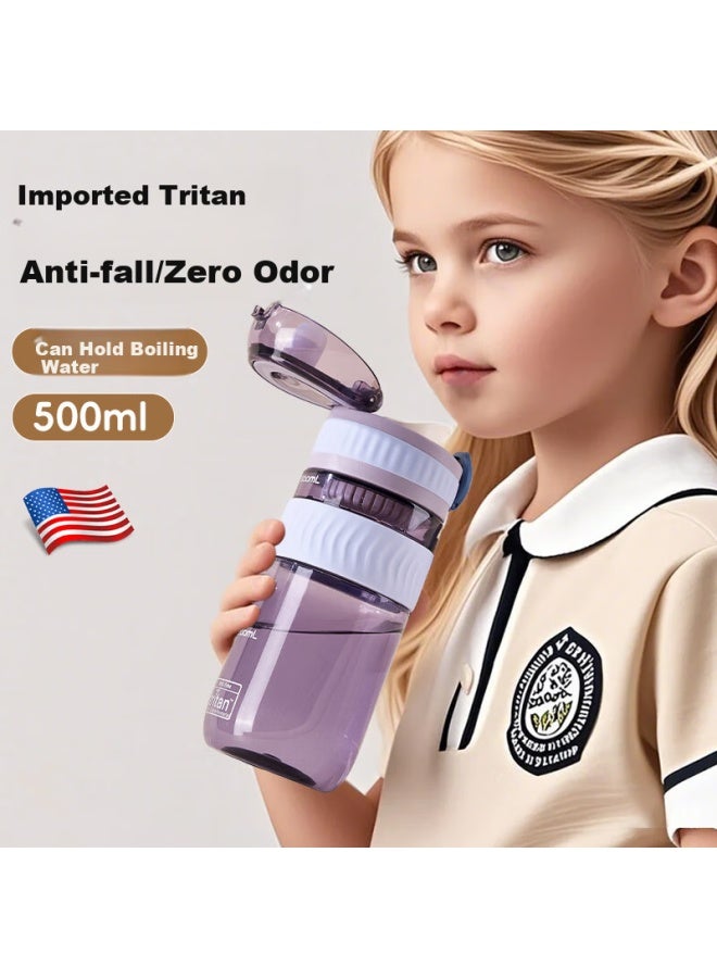 Cica Kids Water Bottle Boys Girls Plastic Cup High Temperature Resistant Tritan Student School Special Sports Direct Drinking Bottle Scale Summer