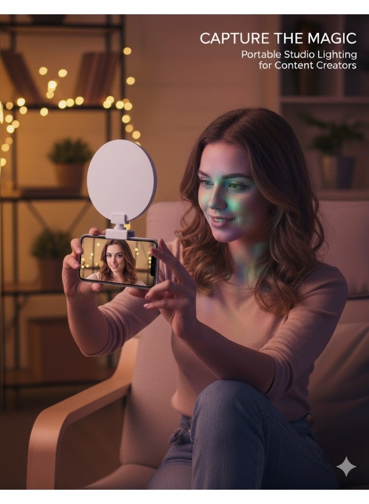 A4S Round Selfie Light with Adjustable Three-Color USB 2.0A Input for Professional Photography and Environment-Sensitive Lighting – White - Image 5