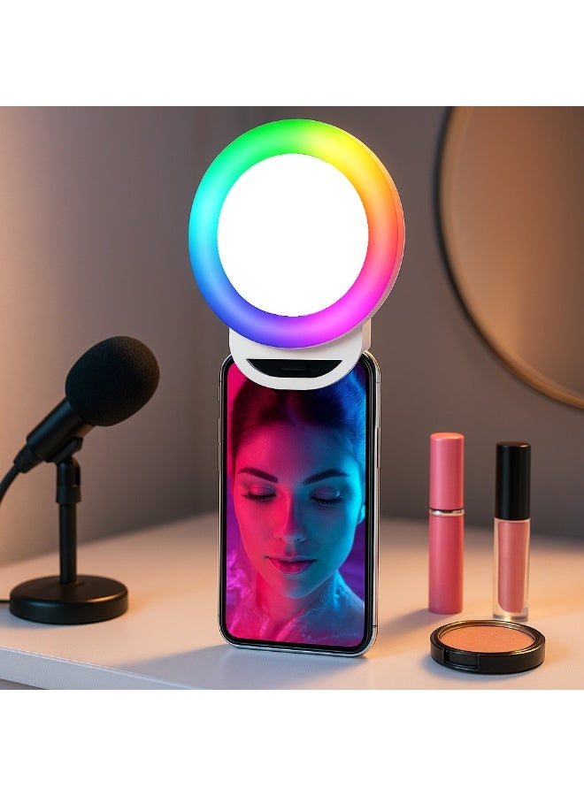 A4S Round Selfie Light with Adjustable Three-Color USB 2.0A Input for Professional Photography and Environment-Sensitive Lighting – White - Image 2