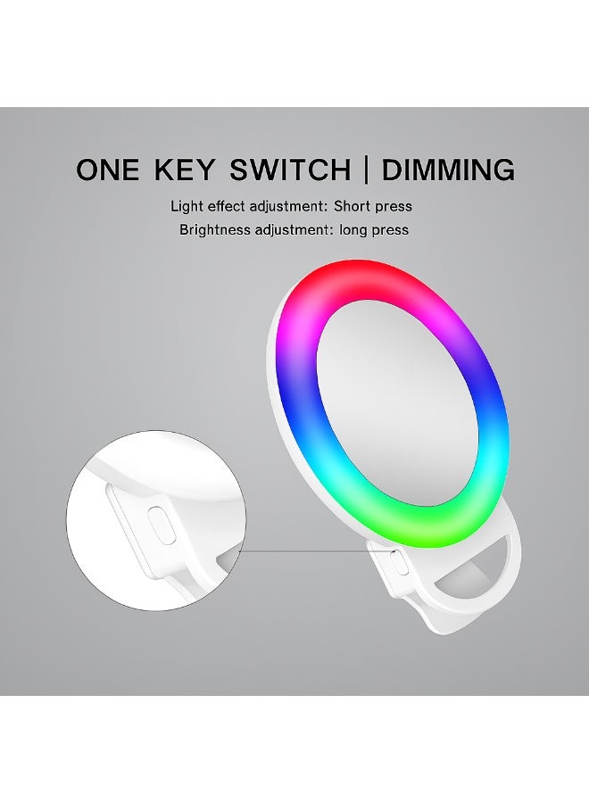 A4S Round Selfie Light with Adjustable Three-Color USB 2.0A Input for Professional Photography and Environment-Sensitive Lighting – White - Image 4