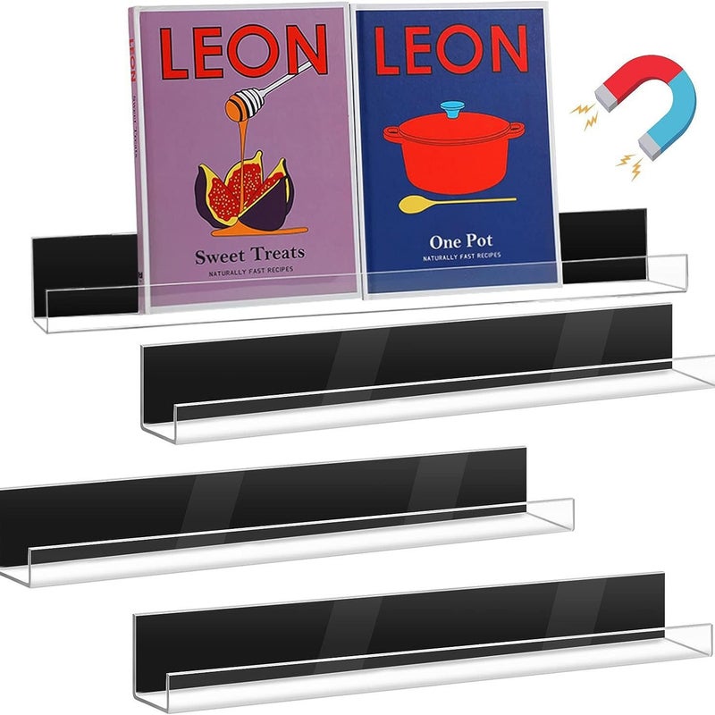 Magnetic Bookshelf, Acrylic Storage Rack, Teaching Aids, Refrigerator Magnetic Storage Rack, Magnetic Floating Bookshelf - Image 3