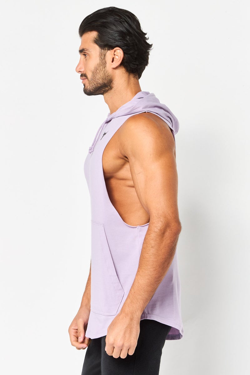 UNDER ARMOUR Men Loose Fit Hooded Sleeveless Training Vest, Lavender - Image 3