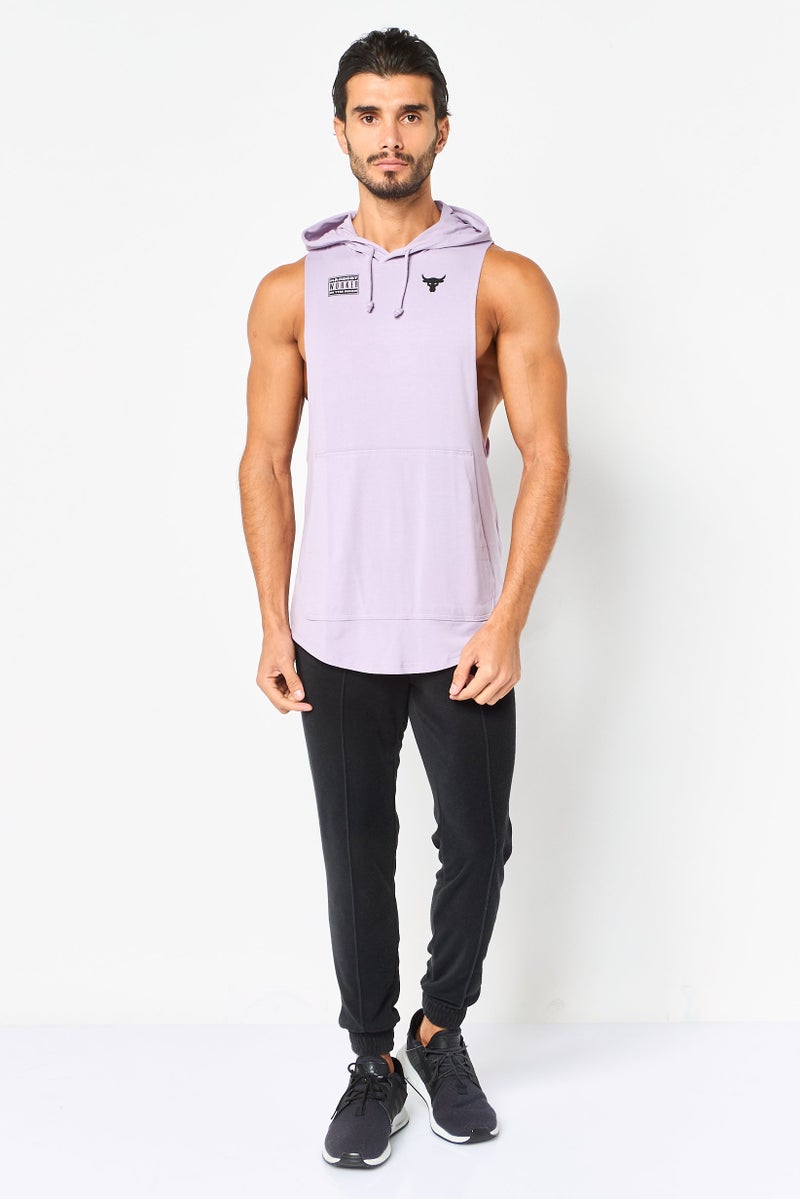 UNDER ARMOUR Men Loose Fit Hooded Sleeveless Training Vest, Lavender - Image 4