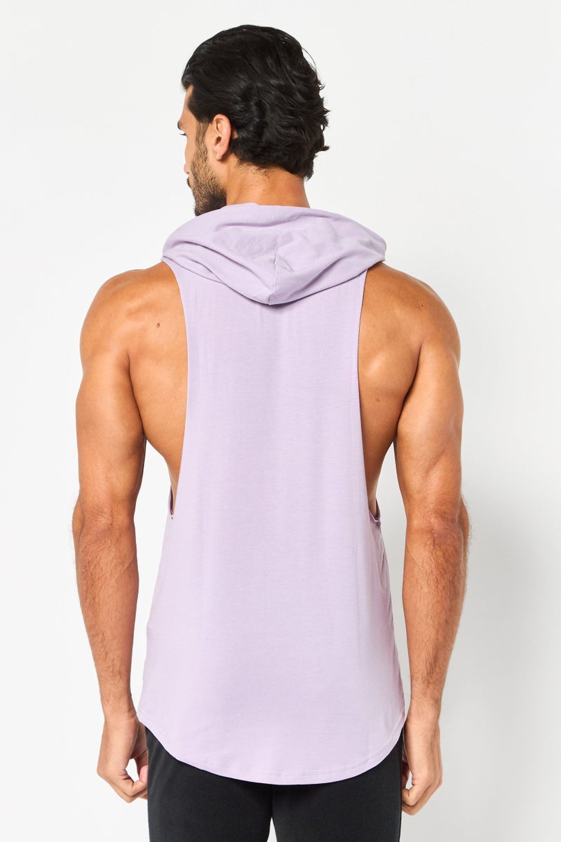 UNDER ARMOUR Men Loose Fit Hooded Sleeveless Training Vest, Lavender - Image 2