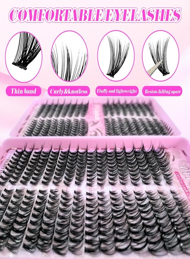 Floranest Lash Clusters Kit, 560 Pcs Eyelashes Clusters Kit 9-16mm Individual Natural Lash Extension Kit D Curl Fluffy Wispy False Eyelashes (40D+60D+80D New) With Eyeliner Dark Brown Two-In-One Eyebrow Pencil - Image 3